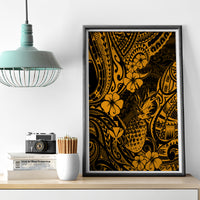 Hawaii Pineapple Canvas Wall Art Paradise Flowers Pacific With Gold Polynesian Tribal LT01 - Polynesian Pride
