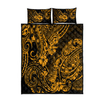 Hawaii Pineapple Quilt Bed Set Paradise Flowers Pacific With Gold Polynesian Tribal LT01 Gold - Polynesian Pride