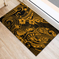 Hawaii Pineapple Rubber Doormat Paradise Flowers Pacific With Gold Polynesian Tribal LT01 - Polynesian Pride