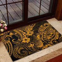 Hawaii Pineapple Rubber Doormat Paradise Flowers Pacific With Gold Polynesian Tribal LT01 - Polynesian Pride