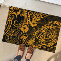 Hawaii Pineapple Rubber Doormat Paradise Flowers Pacific With Gold Polynesian Tribal LT01 - Polynesian Pride