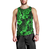 Hawaii Pineapple Men Tank Top Paradise Flowers Pacific With Green Polynesian Tribal LT01 - Polynesian Pride