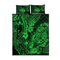Hawaii Pineapple Quilt Bed Set Paradise Flowers Pacific With Green Polynesian Tribal LT01 Green - Polynesian Pride