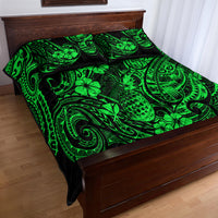 Hawaii Pineapple Quilt Bed Set Paradise Flowers Pacific With Green Polynesian Tribal LT01 - Polynesian Pride
