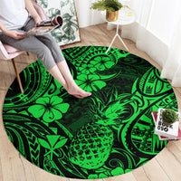 Hawaii Pineapple Round Carpet Paradise Flowers Pacific With Green Polynesian Tribal LT01 - Polynesian Pride