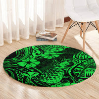 Hawaii Pineapple Round Carpet Paradise Flowers Pacific With Green Polynesian Tribal LT01 - Polynesian Pride