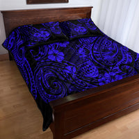 Hawaii Pineapple Quilt Bed Set Paradise Flowers Pacific With Navy Blue Polynesian Tribal LT01 - Polynesian Pride