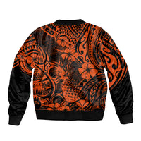 Hawaii Pineapple Bomber Jacket Paradise Flowers Pacific With Orange Polynesian Tribal LT01 - Polynesian Pride