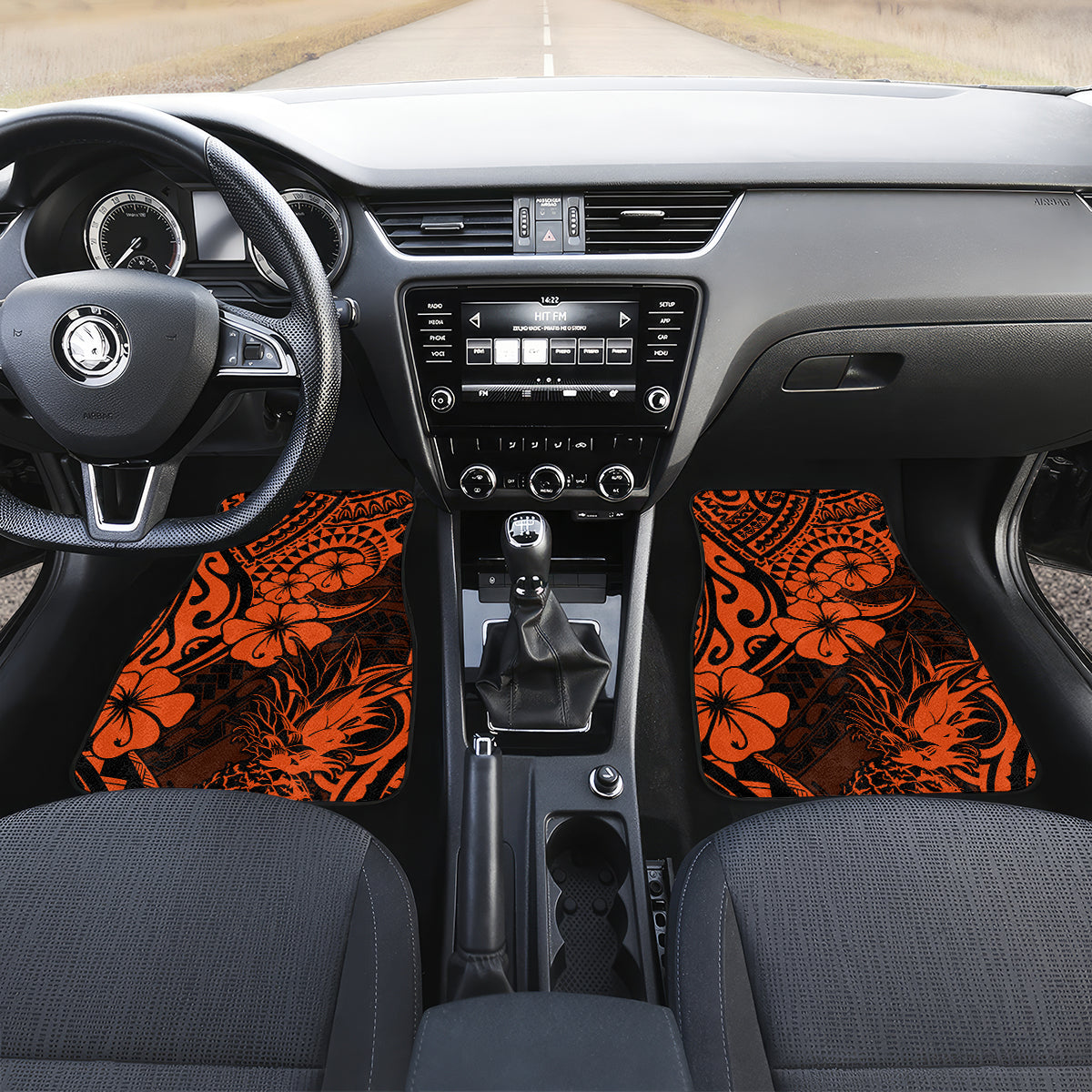 Hawaii Pineapple Car Mats Paradise Flowers Pacific With Orange Polynesian Tribal LT01 - Polynesian Pride