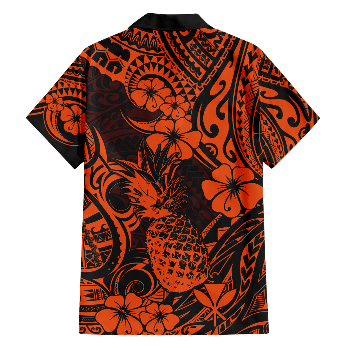 Hawaii Pineapple Hawaiian Shirt Paradise Flowers Pacific With Orange Polynesian Tribal LT01 - Polynesian Pride