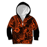Hawaii Pineapple Kid Hoodie Paradise Flowers Pacific With Orange Polynesian Tribal LT01 - Polynesian Pride