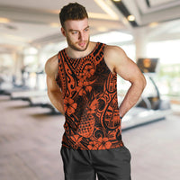Hawaii Pineapple Men Tank Top Paradise Flowers Pacific With Orange Polynesian Tribal LT01 - Polynesian Pride