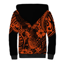 Hawaii Pineapple Sherpa Hoodie Paradise Flowers Pacific With Orange Polynesian Tribal LT01 - Polynesian Pride