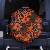 Hawaii Pineapple Spare Tire Cover Paradise Flowers Pacific With Orange Polynesian Tribal LT01 - Polynesian Pride