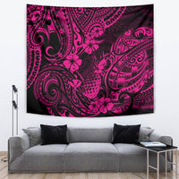 Hawaii Pineapple Tapestry Paradise Flowers Pacific With Pink Polynesian Tribal LT01 - Polynesian Pride