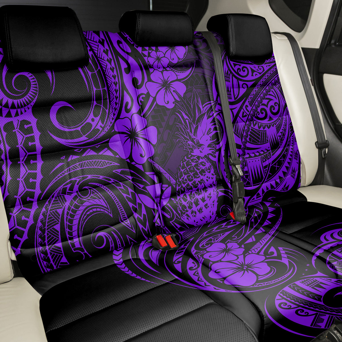 Hawaii Pineapple Back Car Seat Cover Polynesian Pattern Purple Version