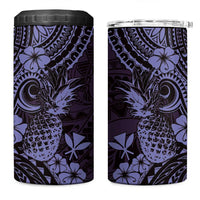 Hawaii Pineapple 4 in 1 Can Cooler Tumbler Polynesian Pattern Purple Version