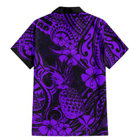 Hawaii Pineapple Family Matching Mermaid Dress and Hawaiian Shirt Polynesian Pattern Purple Version LT01 - Polynesian Pride