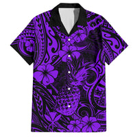 Hawaii Pineapple Family Matching Puletasi Dress and Hawaiian Shirt Polynesian Pattern Purple Version LT01 Dad's Shirt - Short Sleeve Purple - Polynesian Pride