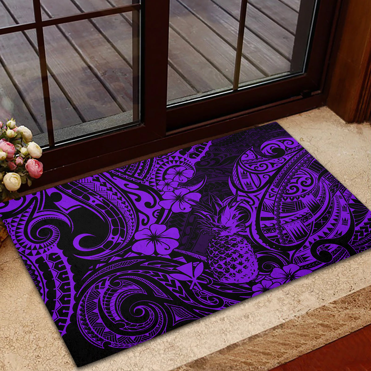 Hawaii Pineapple Rubber Doormat Polynesian Pattern Purple Version LT01 - Polynesian Pride