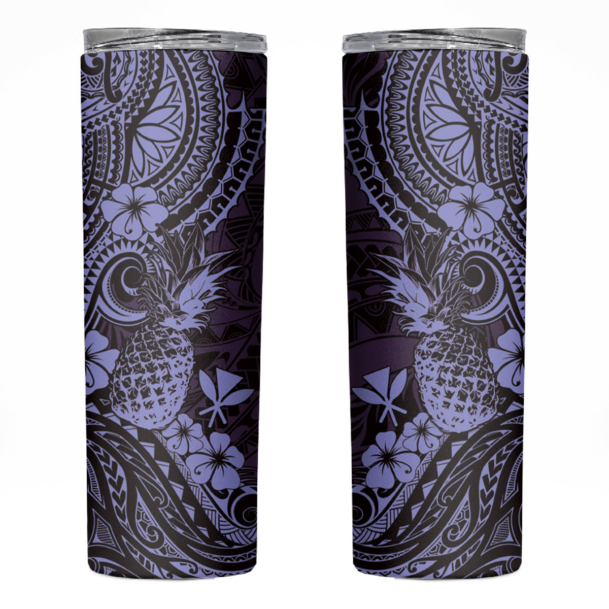 Hawaii Pineapple Skinny Tumbler Polynesian Pattern Purple Version