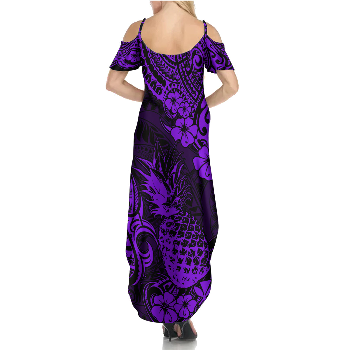 Hawaii Pineapple Summer Maxi Dress Polynesian Pattern Purple Version LT01 - Polynesian Pride