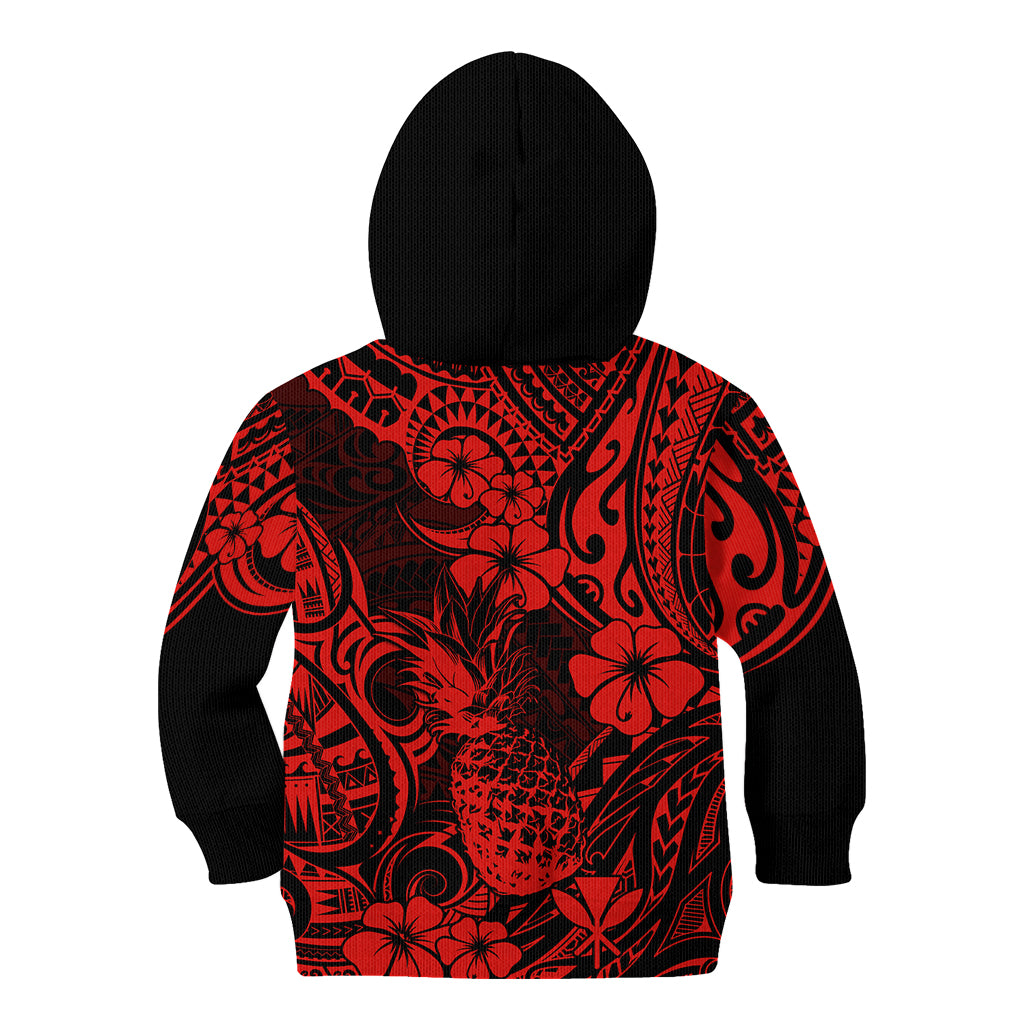 Hawaii Pineapple Kid Hoodie Polynesian Pattern Red Version LT01 - Polynesian Pride