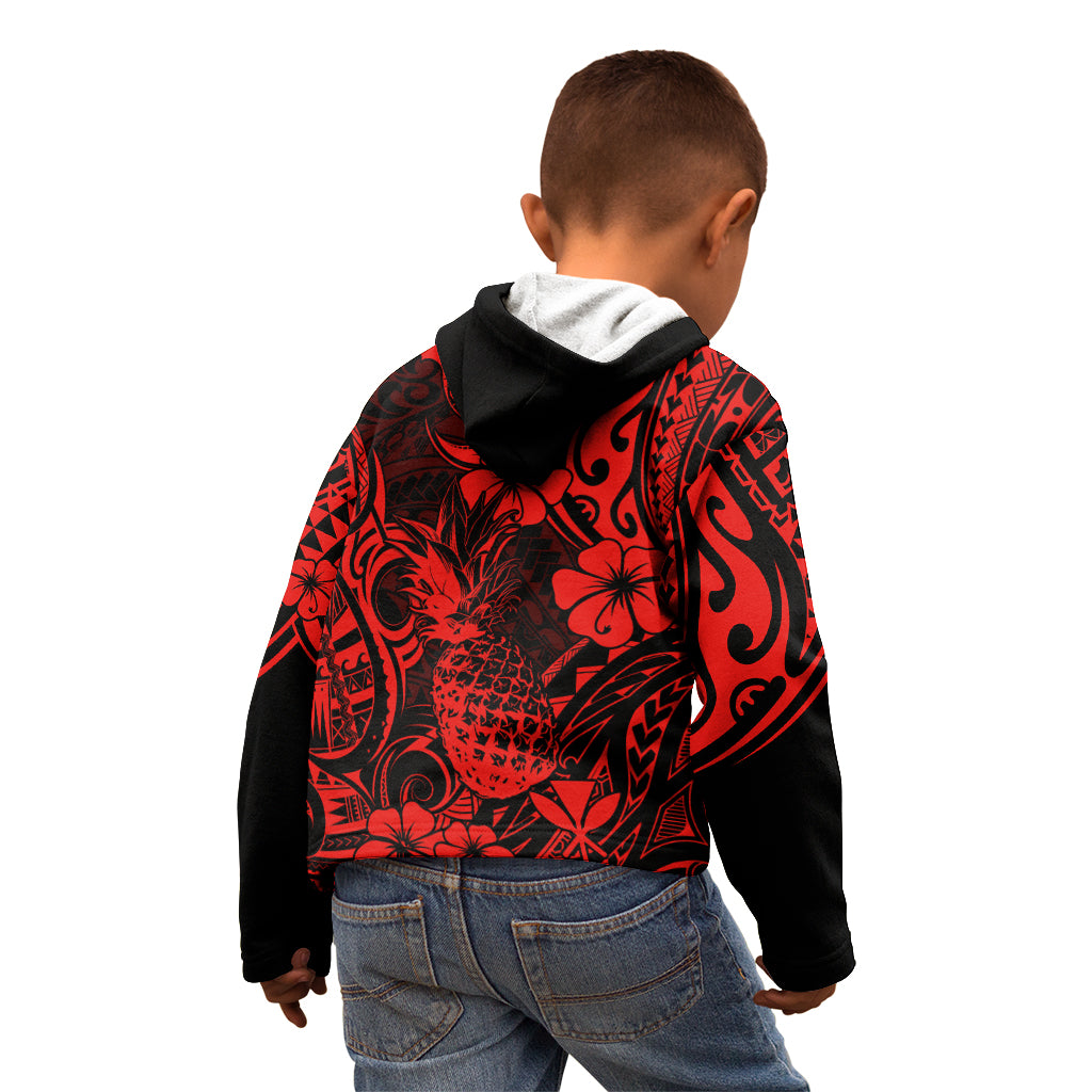 Hawaii Pineapple Kid Hoodie Polynesian Pattern Red Version LT01 - Polynesian Pride