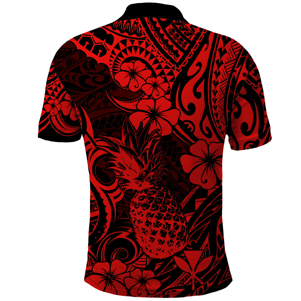 Hawaii Pineapple Polo Shirt Polynesian Pattern Red Version LT01 - Polynesian Pride