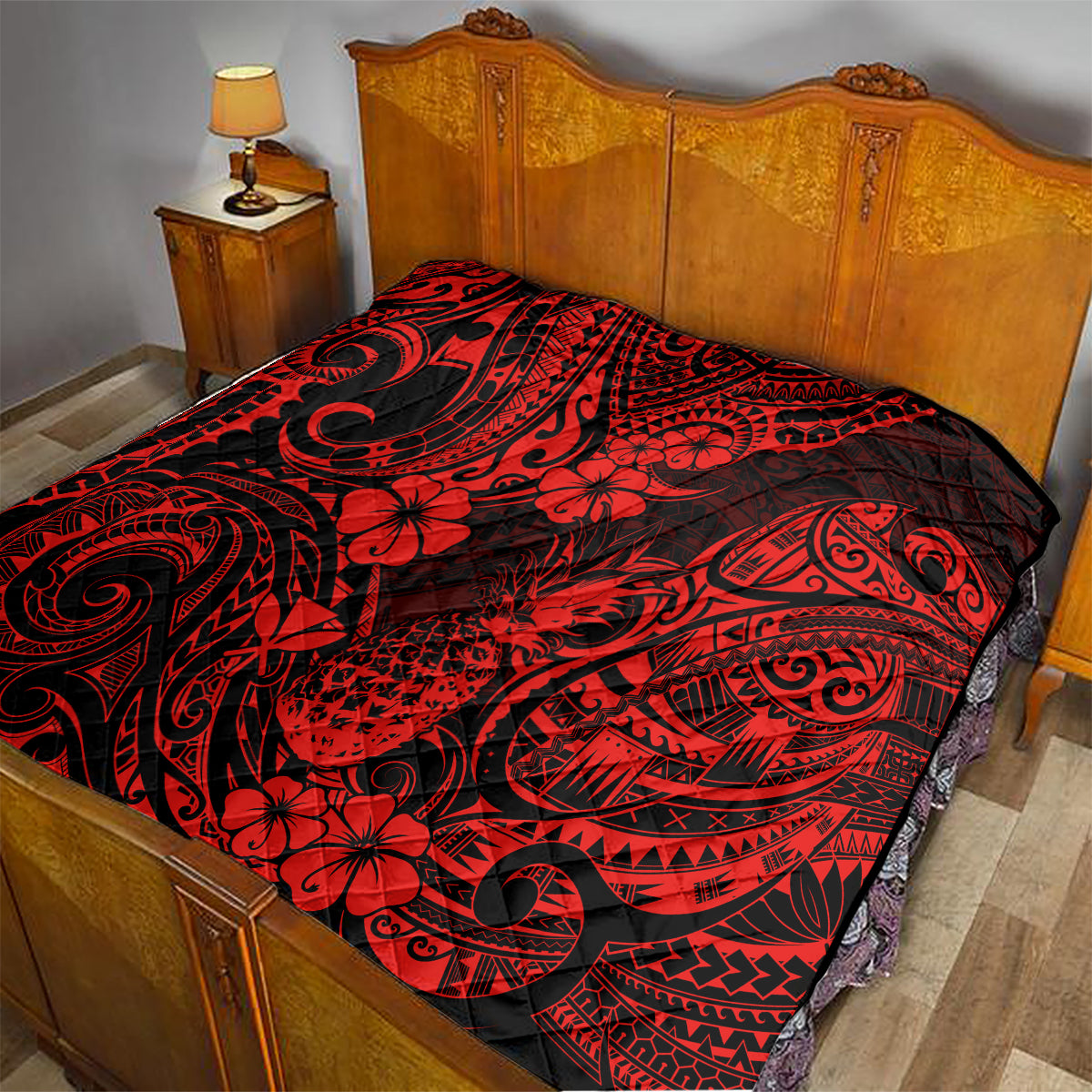 Hawaii Pineapple Quilt Polynesian Pattern Red Version LT01 - Polynesian Pride