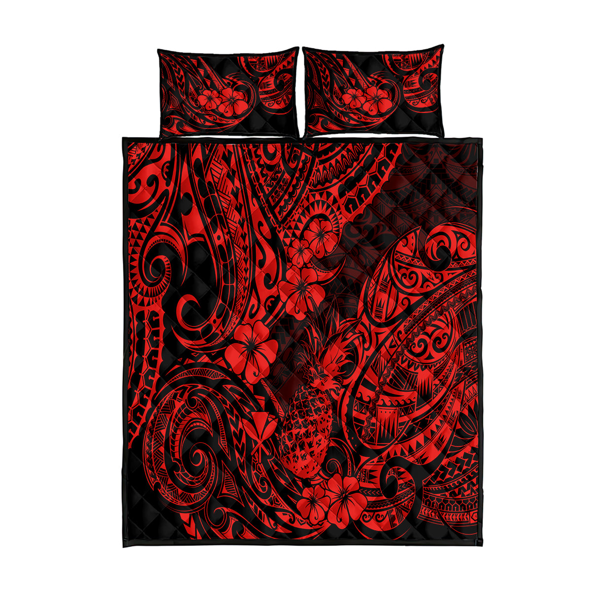 Hawaii Pineapple Quilt Bed Set Polynesian Pattern Red Version LT01 Red - Polynesian Pride