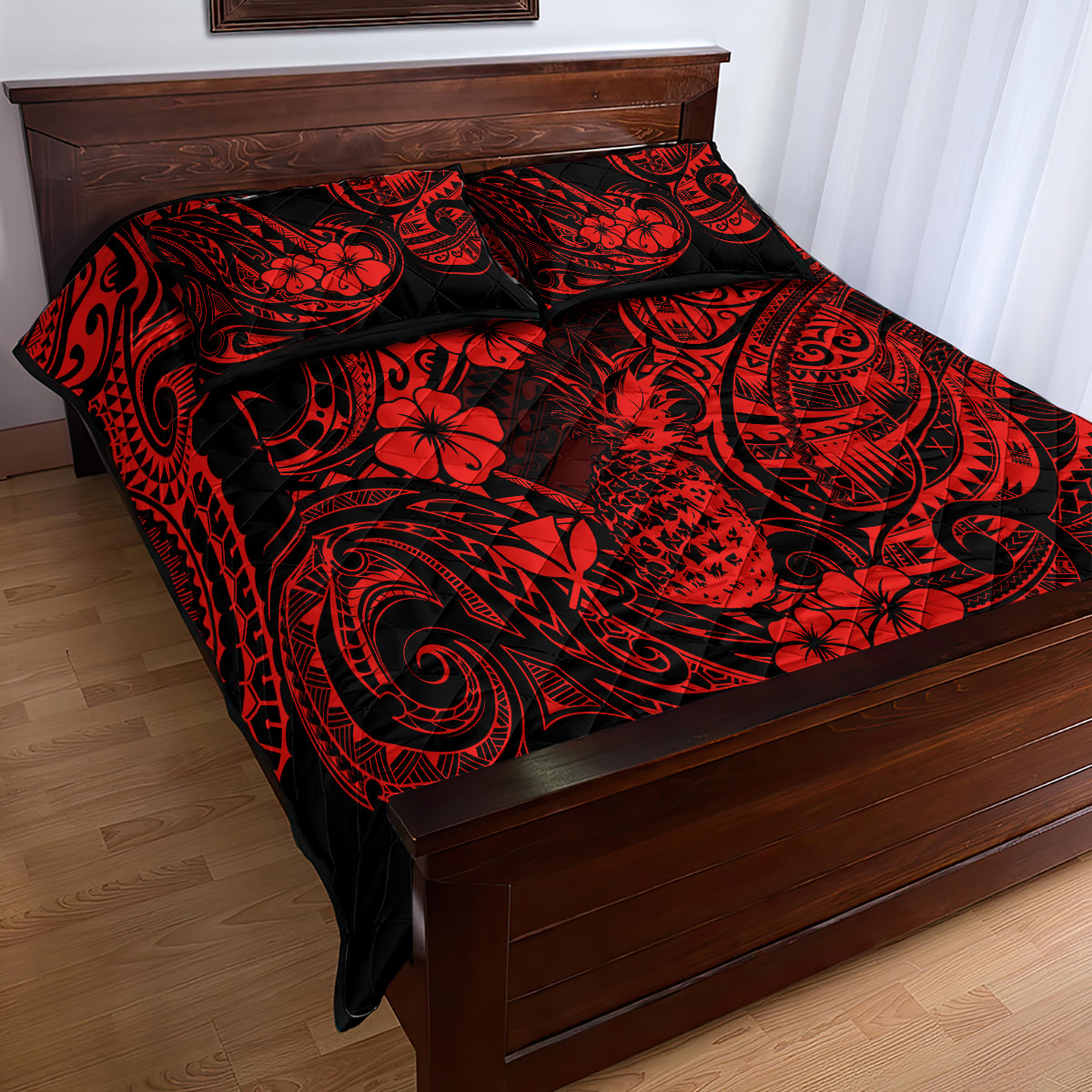 Hawaii Pineapple Quilt Bed Set Polynesian Pattern Red Version LT01 - Polynesian Pride