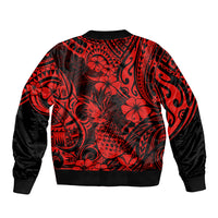 Hawaii Pineapple Sleeve Zip Bomber Jacket Polynesian Pattern Red Version LT01 - Polynesian Pride