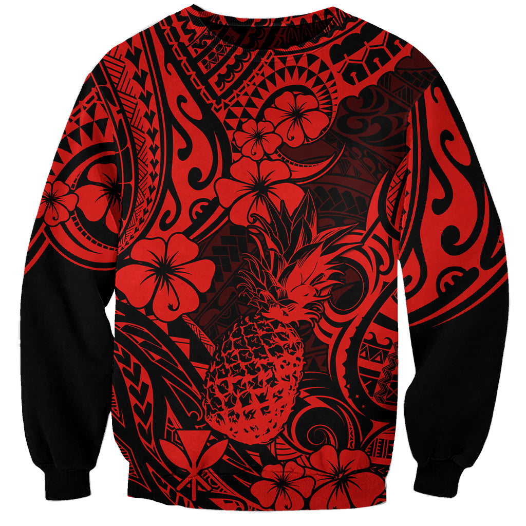 Hawaii Pineapple Sweatshirt Polynesian Pattern Red Version LT01 Unisex Red - Polynesian Pride