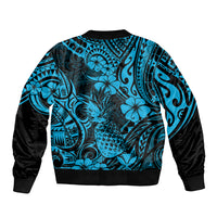 Hawaii Pineapple Bomber Jacket Polynesian Pattern Sky Blue Version LT01 - Polynesian Pride