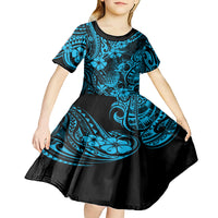 Hawaii Pineapple Kid Short Sleeve Dress Polynesian Pattern Sky Blue Version LT01 - Polynesian Pride