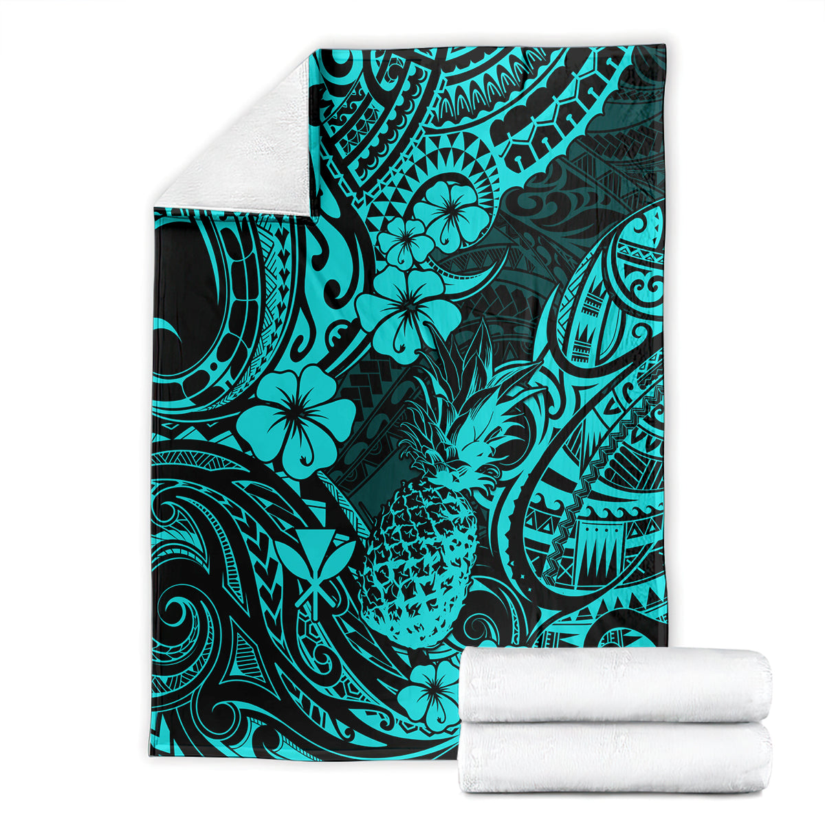 Hawaii Pineapple Blanket Polynesian Pattern Turquoise Version LT01 - Polynesian Pride