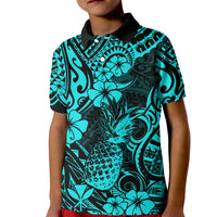 Hawaii Pineapple Kid Polo Shirt Polynesian Pattern Turquoise Version LT01 Kid Turquoise - Polynesian Pride