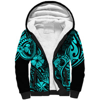 Hawaii Pineapple Sherpa Hoodie Polynesian Pattern Turquoise Version LT01 Unisex Turquoise - Polynesian Pride