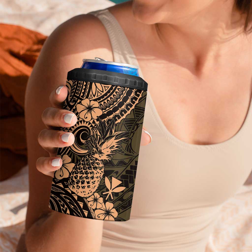 Hawaii Pineapple 4 in 1 Can Cooler Tumbler Polynesian Pattern Yellow Version