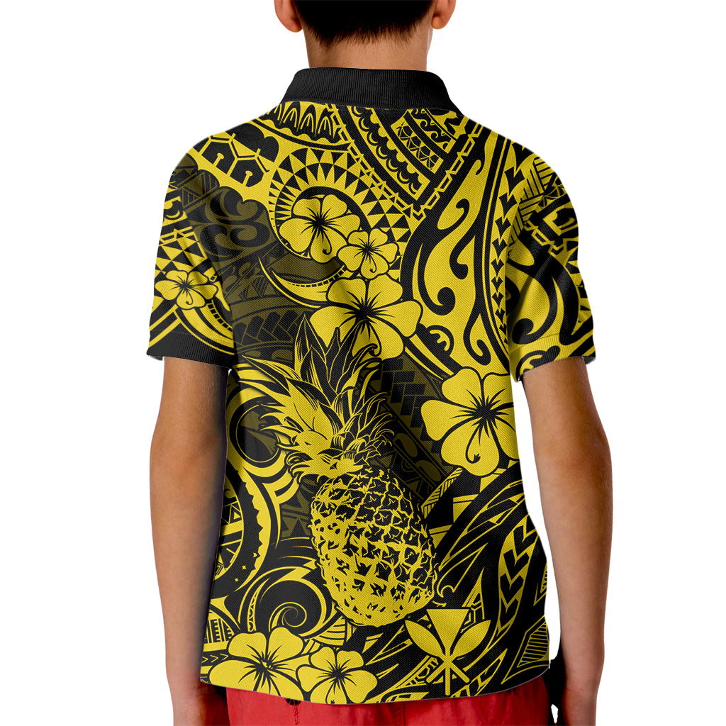 Hawaii Pineapple Kid Polo Shirt Polynesian Pattern Yellow Version LT01 - Polynesian Pride