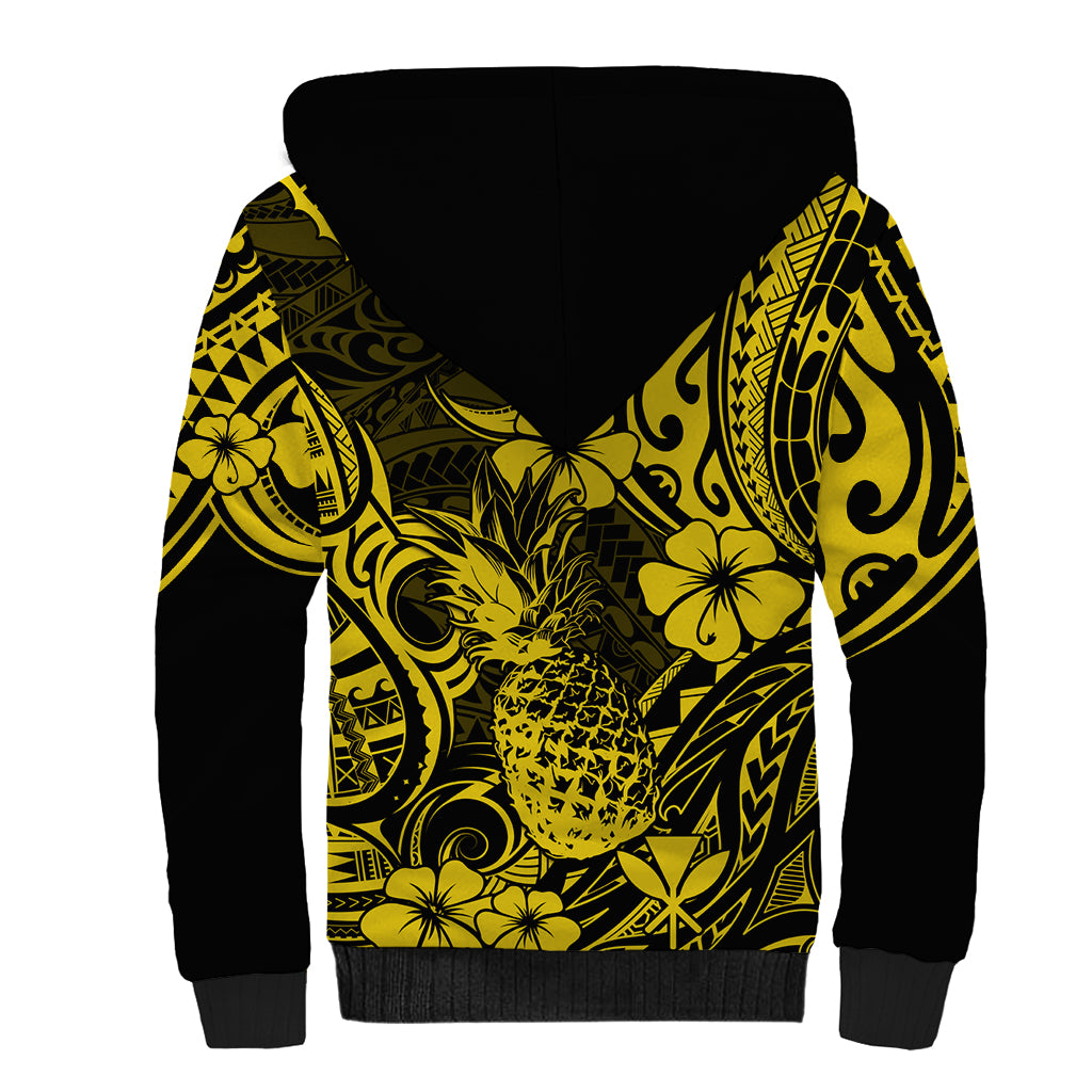 Hawaii Pineapple Sherpa Hoodie Polynesian Pattern Yellow Version LT01 - Polynesian Pride