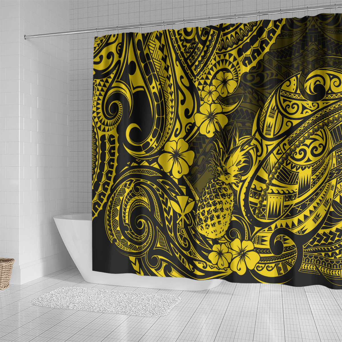 Hawaii Pineapple Shower Curtain Polynesian Pattern Yellow Version LT01 - Polynesian Pride