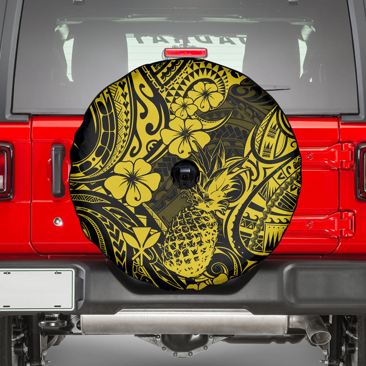 Hawaii Pineapple Spare Tire Cover Polynesian Pattern Yellow Version LT01 - Polynesian Pride