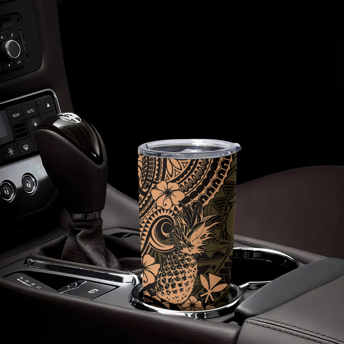 Hawaii Pineapple Tumbler Cup Polynesian Pattern Yellow Version