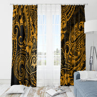 Hawaii Shaka Sign Window Curtain With Polynesian Hibiscus Gold Unique LT01 - Polynesian Pride