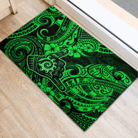 Hawaii Shaka Sign Rubber Doormat With Polynesian Hibiscus Green Unique LT01 - Polynesian Pride