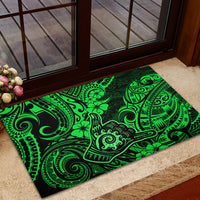 Hawaii Shaka Sign Rubber Doormat With Polynesian Hibiscus Green Unique LT01 - Polynesian Pride