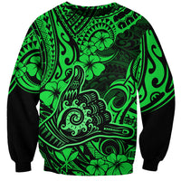 Hawaii Shaka Sign Sweatshirt With Polynesian Hibiscus Green Unique LT01 Unisex Green - Polynesian Pride