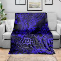 Hawaii Shaka Sign Blanket With Polynesian Hibiscus Navy Blue Unique LT01 - Polynesian Pride